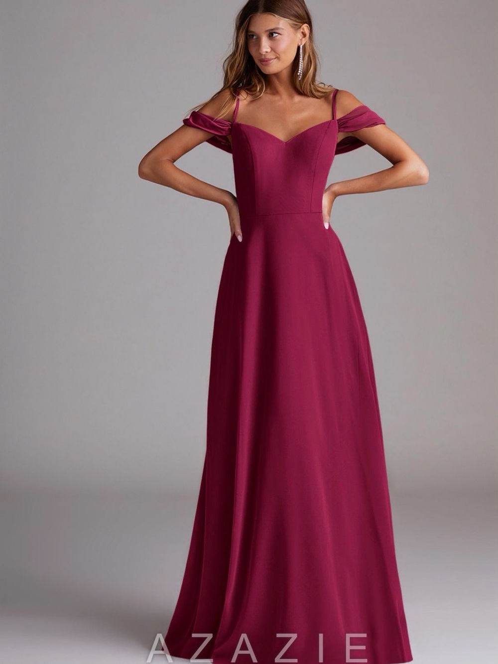 Azazie One-Shoulder A-Line Dress in burgundy